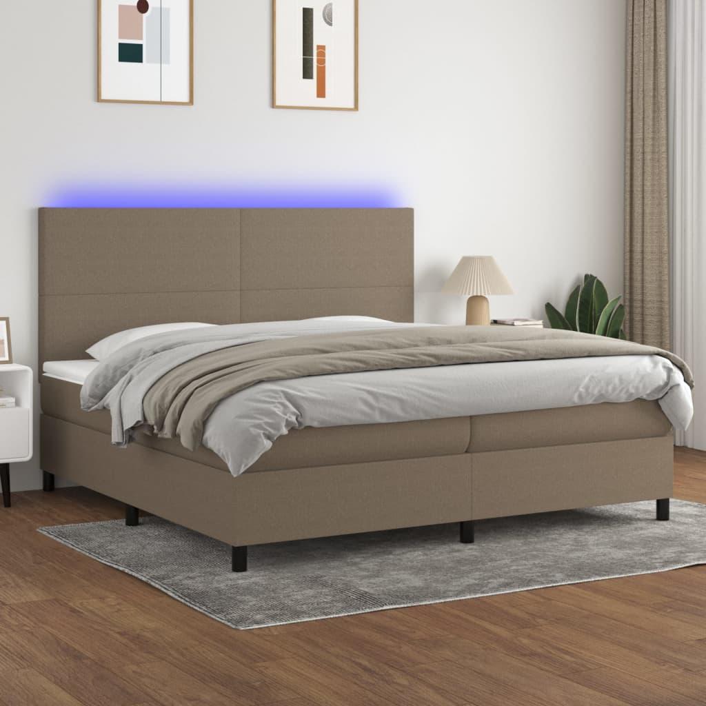 Kontinentalseng Med Led-Lys Stof Gråbrun - Med ensartet mønster / 200 x 200 cm