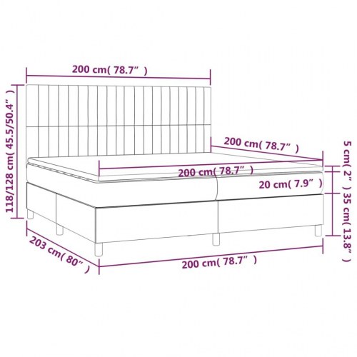 Kontinentalseng med LED-lys 200×200 cm - stof, cremefarvet
