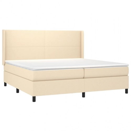 Kontinentalseng med LED-lys 200×200 cm - stof, cremefarvet