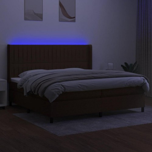 Kontinentalseng med LED-lys 200 x 200 cm - stof, mørkebrun