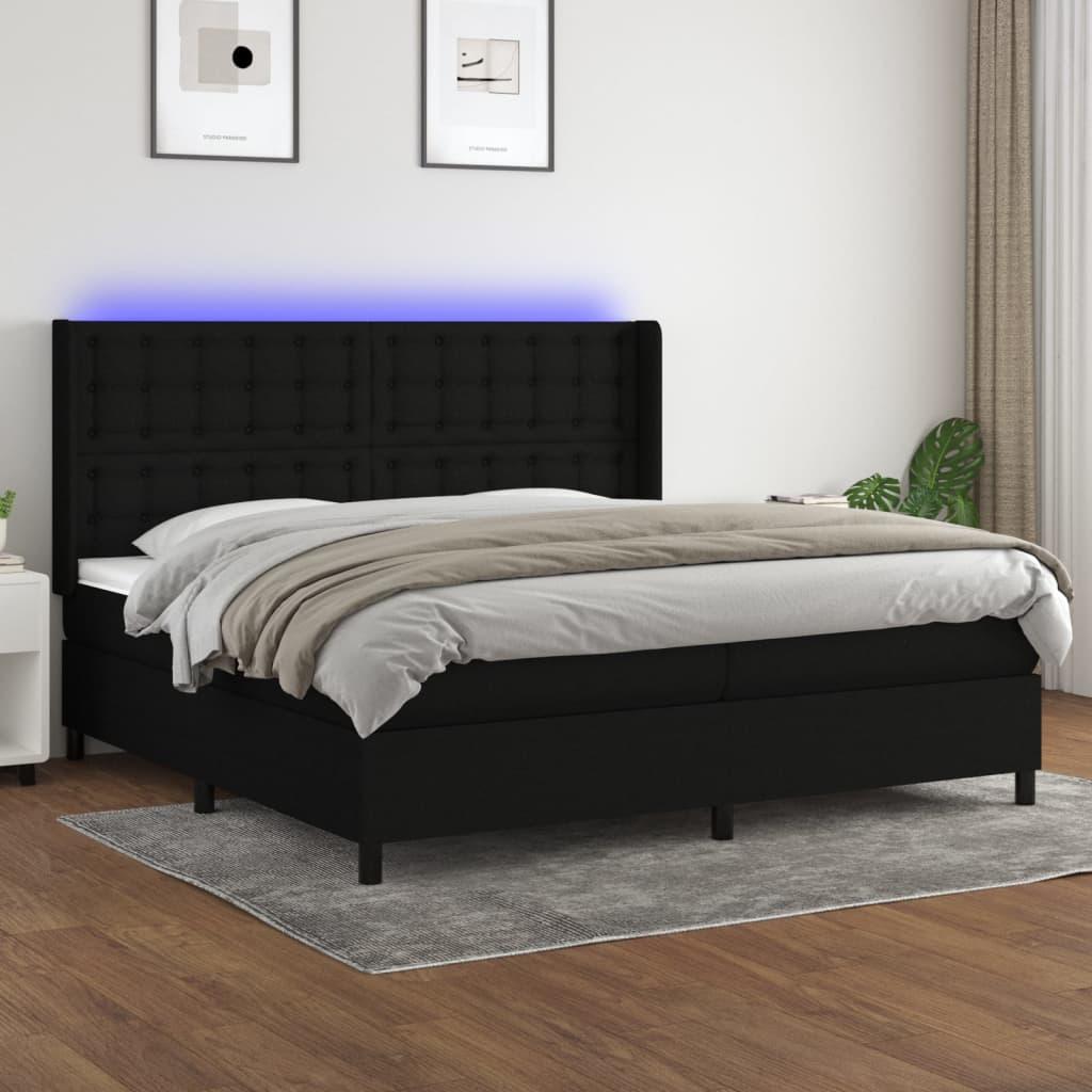 Kontinentalseng Med LED-lys Stof - Sort / 200 X 200 cm / Knapper