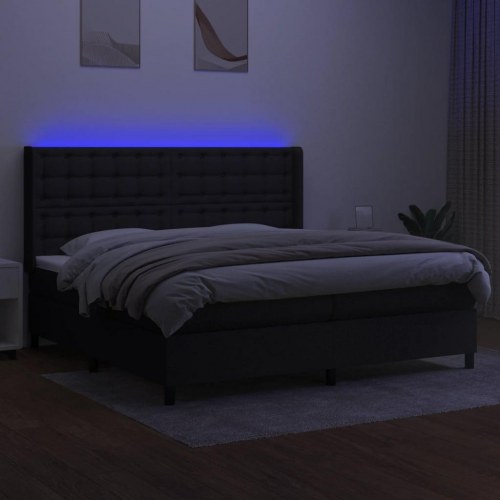 Kontinentalseng med LED-lys 200 × 200 cm - stof, sort