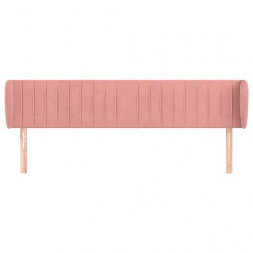 Sengegavl med kanter i fløjl 183 x 23 x 78/88 cm - lyserød