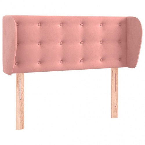Sengegavl med kanter 93 x 23 x 78/88 cm fløjl - lyserød