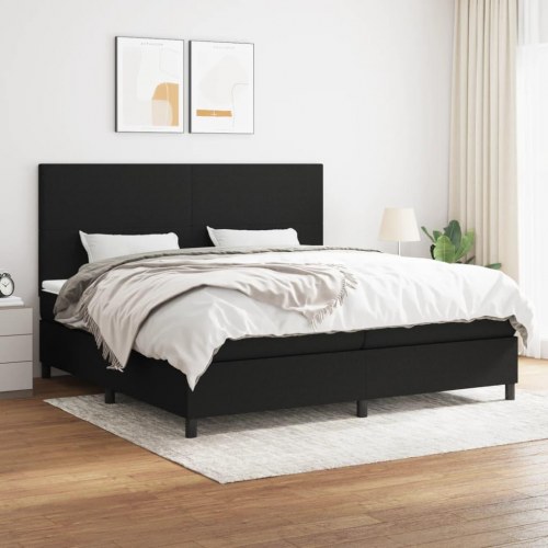 Kontinentalseng med madras 200 × 200 cm - stof, sort