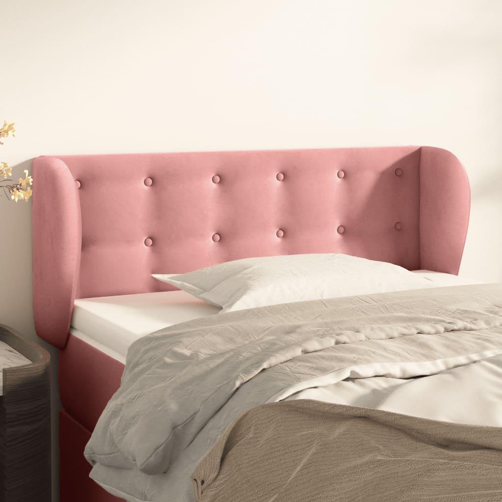 vidaXL Sengegavl - Fløjl med kanter - 103x23x78/88 cm - pink