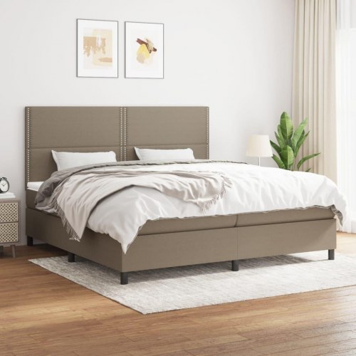 Kontinentalseng med madras 200×200 cm - stof gråbrun
