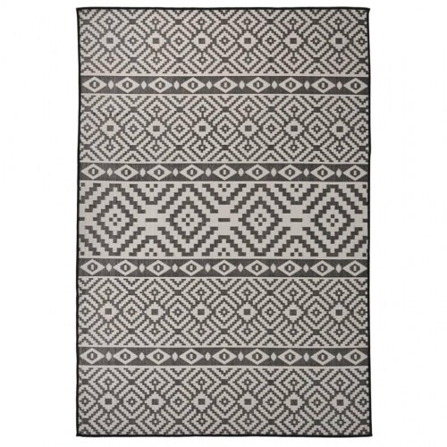 Fladvævet udendørstæppe 160 × 230 cm - sort mønster