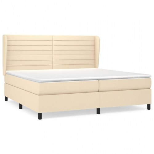 Kontinentalseng med madras 200×200 cm - stof, cremefarvet