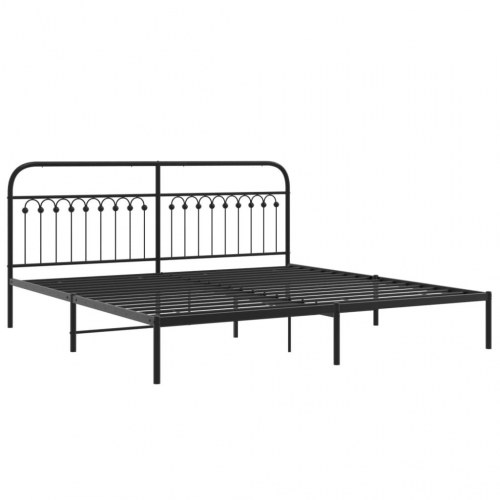 Sengeramme med sengegavl i metal 193 x 203 cm - sort
