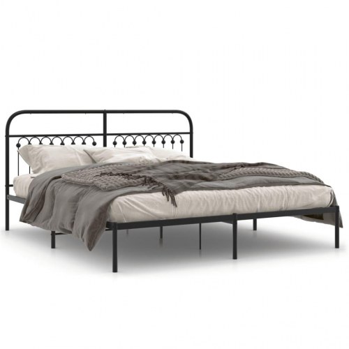 Sengeramme med sengegavl 183×203 cm - metal, sort