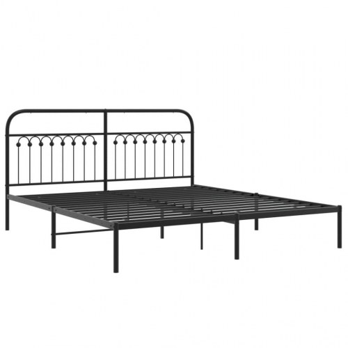 Sengeramme med sengegavl 183×203 cm - metal, sort