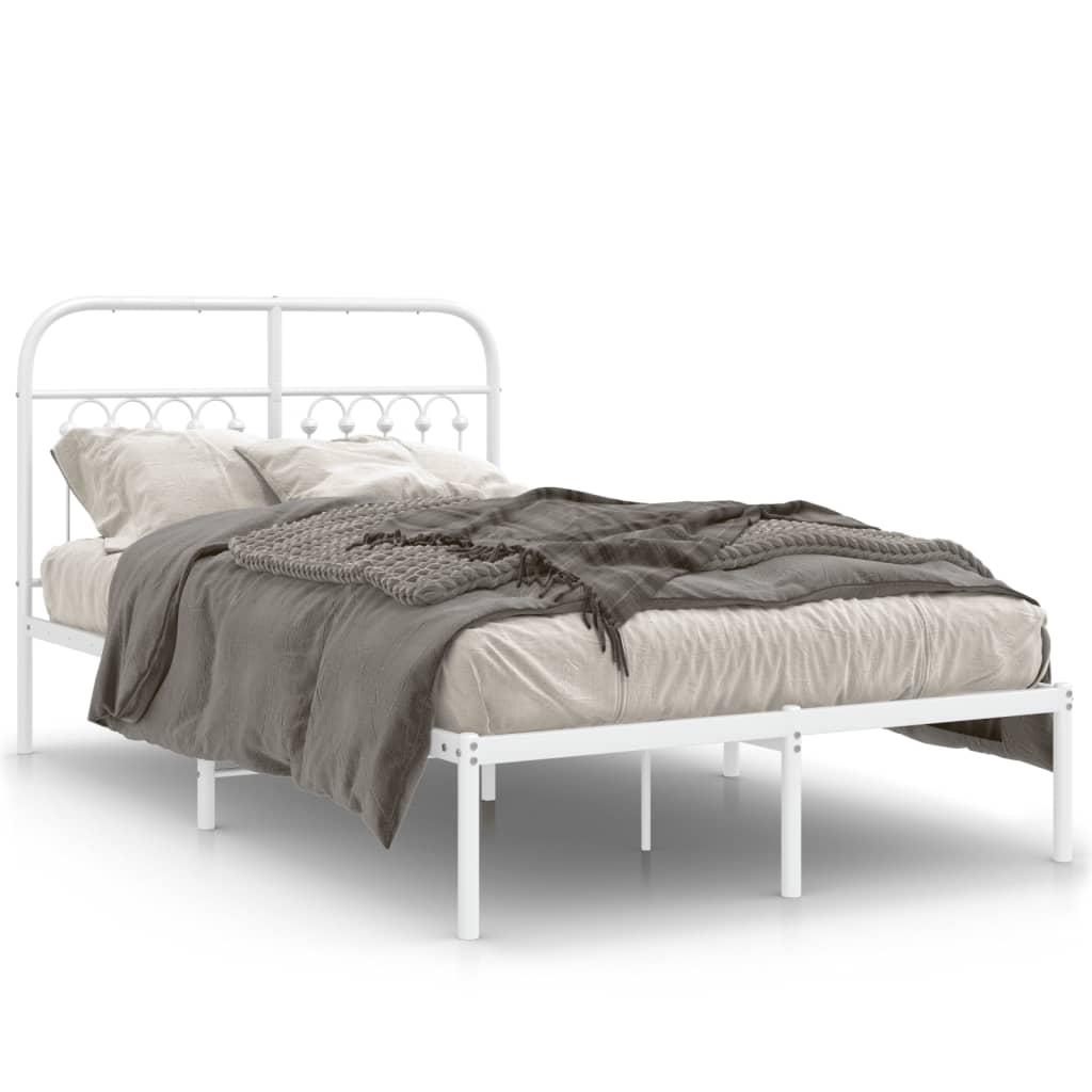 Sengeramme med sengegavl 120x190 cm - metal, hvid