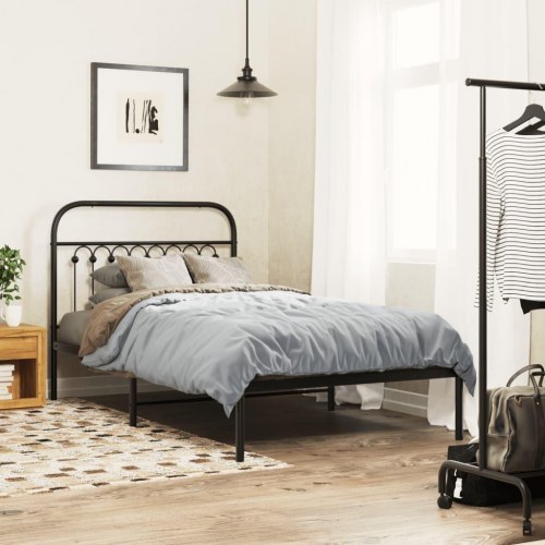 Sengeramme med sengegavl 100 x 190 cm - sort
