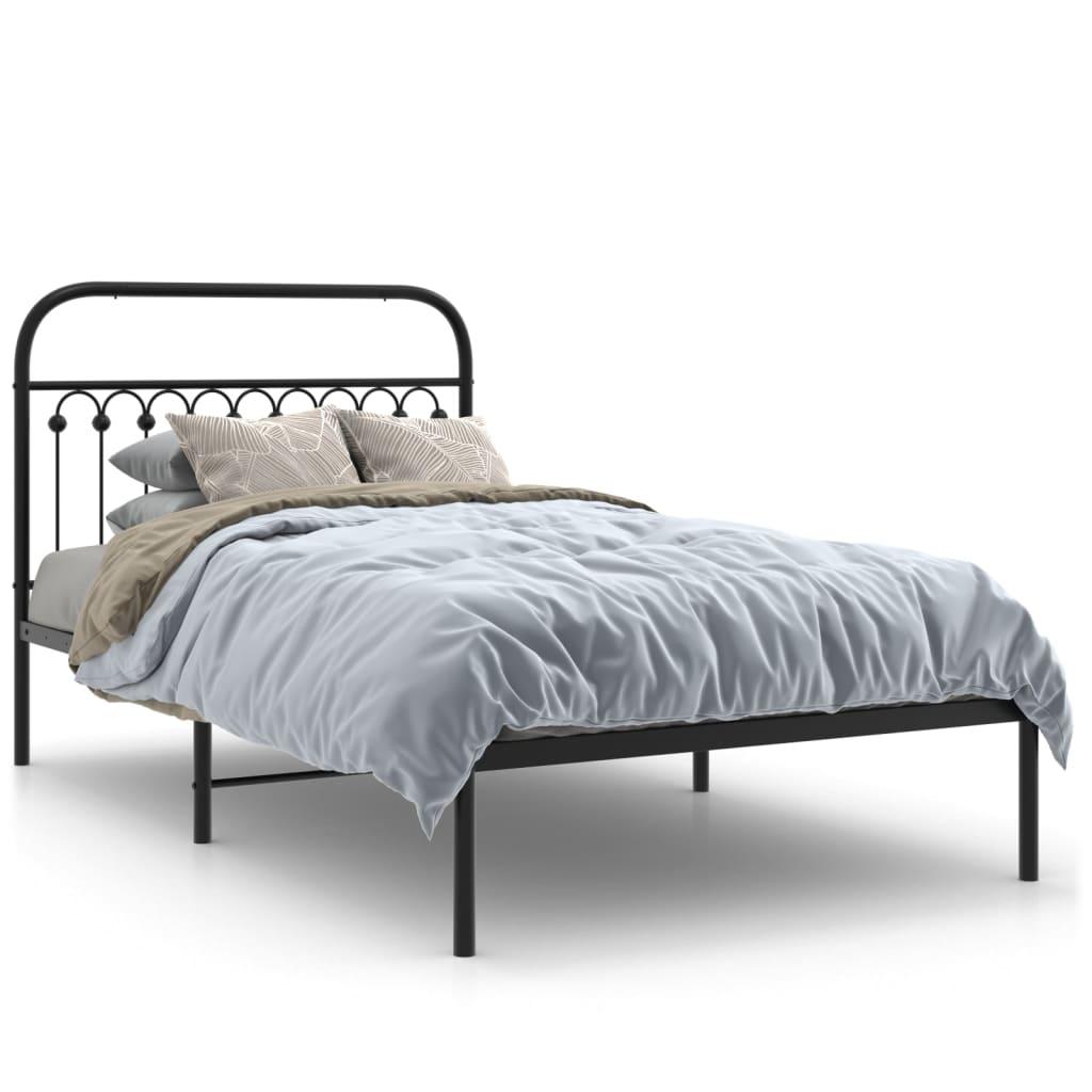 Sengeramme med sengegavl 107x203 cm - metal, sort