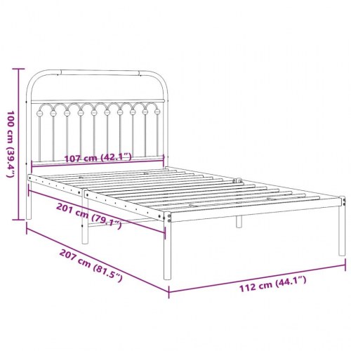 Sengeramme med sengegavl 107 x 203 cm - sort