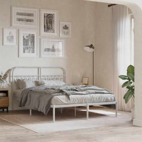 Sengeramme med sengegavl 140 x 200 cm - hvid
