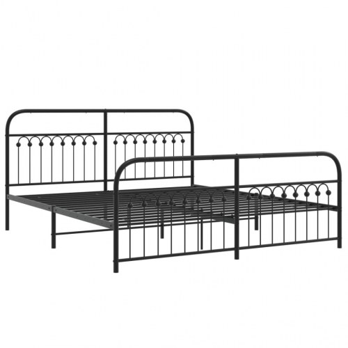 Sengeramme med gavl og fodgærde 183×203 cm - metal, sort