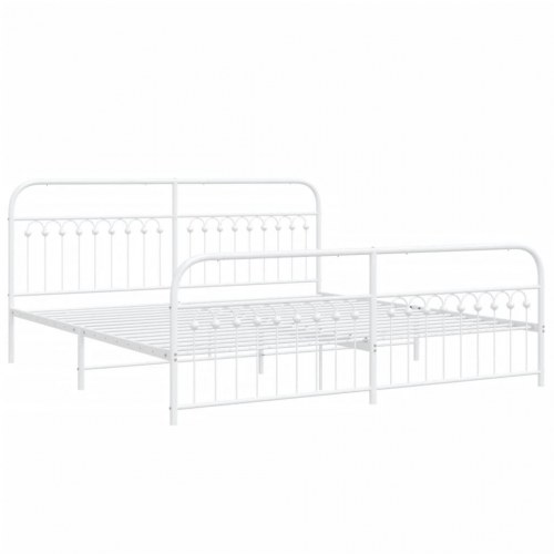 Sengeramme med sengegavl og fodgærde 200x200 cm metal hvid