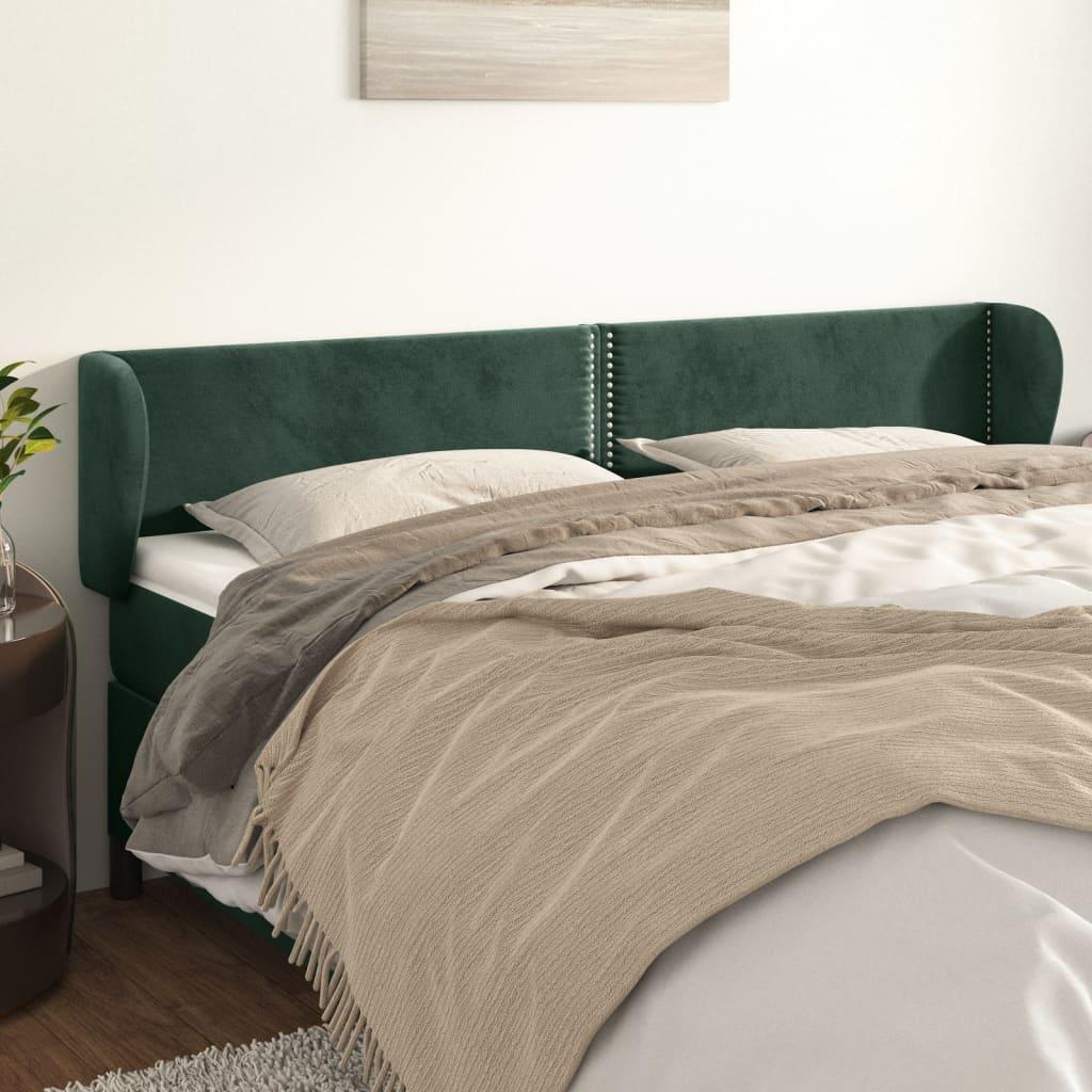 Sengegavl med kanter 183x23x78/88 cm fløjl mørkegrøn