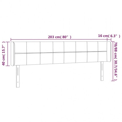 Sengegavl med LED-lys 203 x 16 x 78/88 cm - cremefarvet