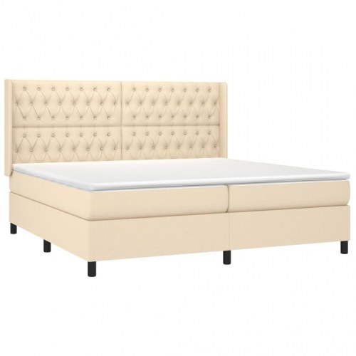 Kontinentalseng med madras 200×200 cm - stof, cremefarvet