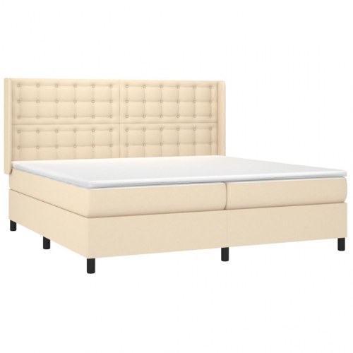 Kontinentalseng med madras 200 x 200 cm - stof, cremefarvet