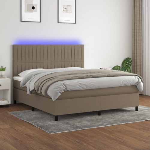 Kontinentalseng med LED-lys 180×200 cm - stof gråbrun