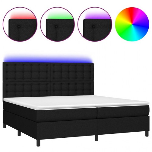 Kontinentalseng med LED-lys - 200x200 cm, stof, sort