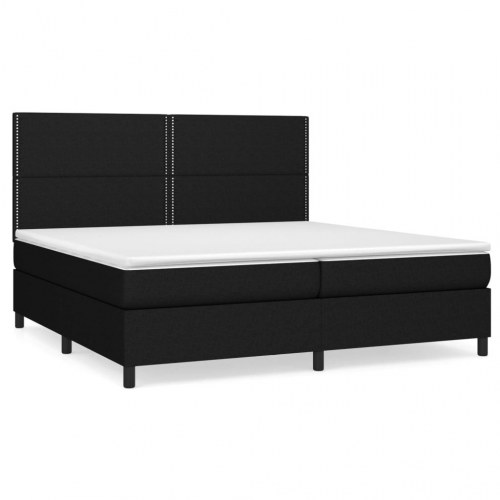 Kontinentalseng med madras 200 x 200 cm - stof, sort