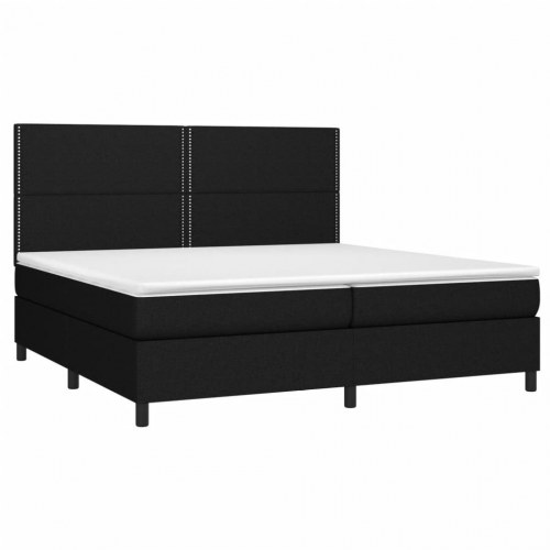 Kontinentalseng med madras 200 x 200 cm - stof, sort