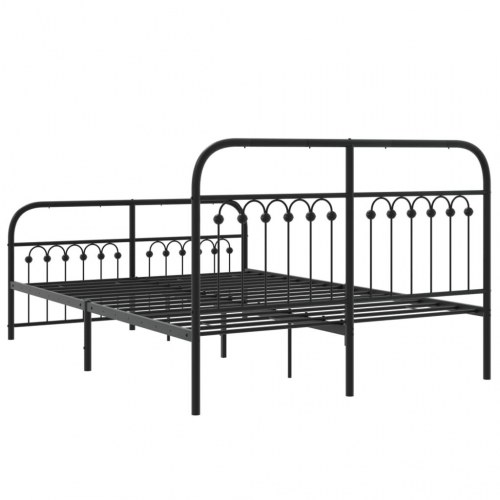 Sengeramme i metal med gavl og fodgærde 140×190 cm - sort