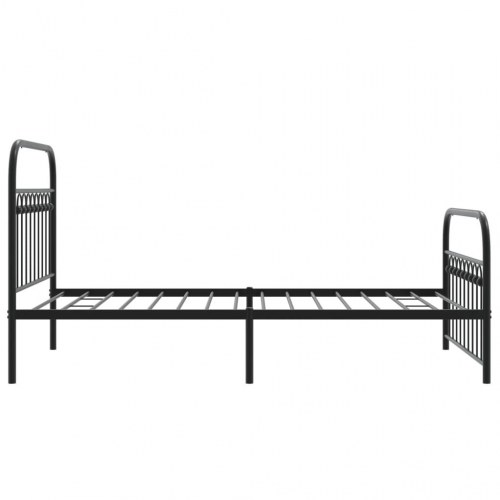 Sengeramme med sengegavl og fodgærde 100×200 cm - metal, sort