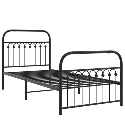Sengeramme med sengegavl og fodgærde 90x200 cm metal sort