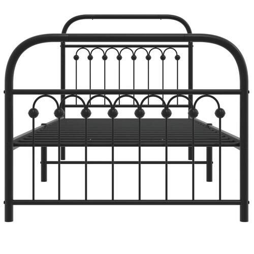 Sengeramme med sengegavl og fodgærde 90x200 cm metal sort