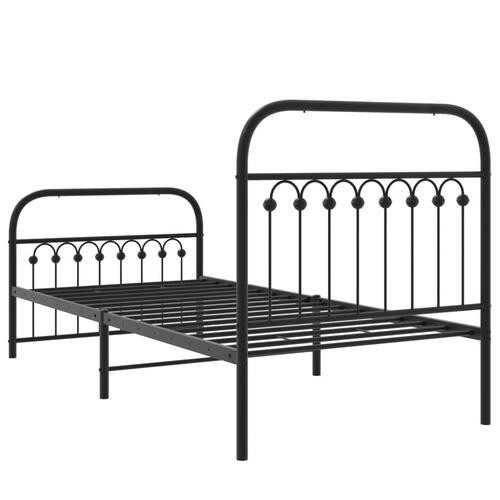 Sengeramme med sengegavl og fodgærde 90x200 cm metal sort