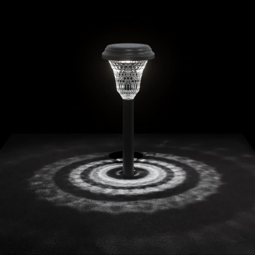 Solcellelamper med jordspyd 12 stk. RGB-farver varmt hvidt lys