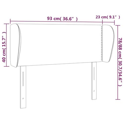 Sengegavl med kanter 93x23x78/88 cm fløjl lyserød