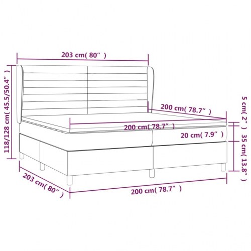 Kontinentalseng med madras 200×200 cm - stof, gråbrun