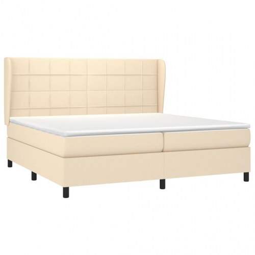Kontinentalseng med madras 200x200 cm - stof, cremefarvet