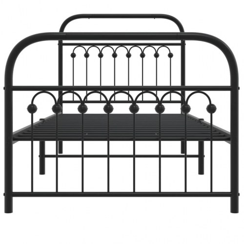 Sengeramme med sengegavl og fodgærde 90x190 cm metal sort