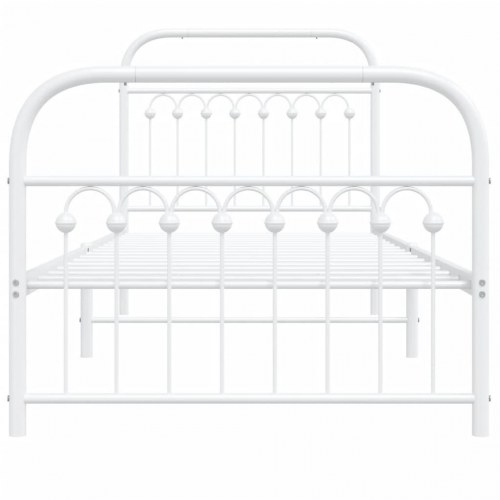 Sengeramme med sengegavl og fodgærde 90x190 cm metal hvid