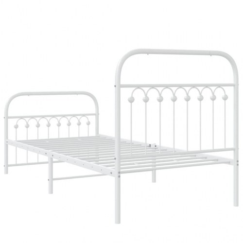 Sengeramme med sengegavl og fodgærde 90x190 cm metal hvid