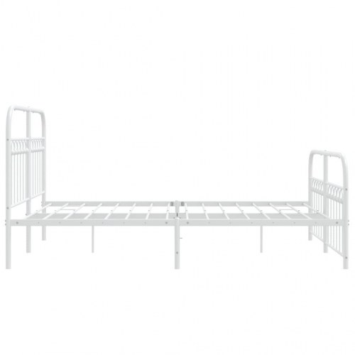Sengeramme med sengegavl og fodgærde 140x190 cm metal hvid