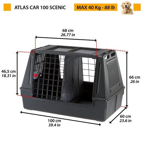 Transportkasse Ferplast Atlas Car Scenic Sort Multifarvet Plastik 60 x 60 x 100 cm
