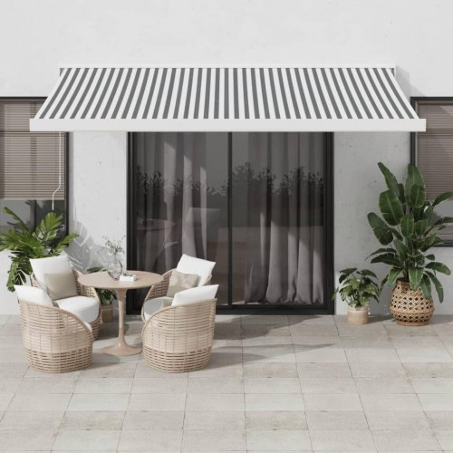 Foldemarkise 4 × 3 m - stof og aluminium, antracitgrå/hvid
