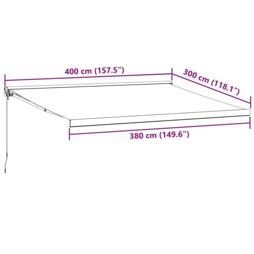 Foldemarkise 4 × 3 m - stof og aluminium, antracitgrå/hvid