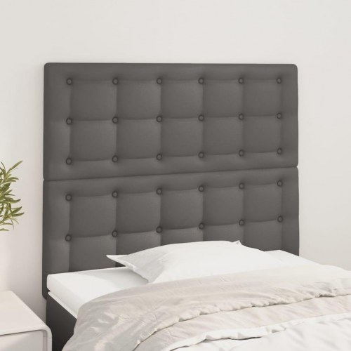 Sengegavl grå 80 x 5 x 118/128 cm kunstlæder