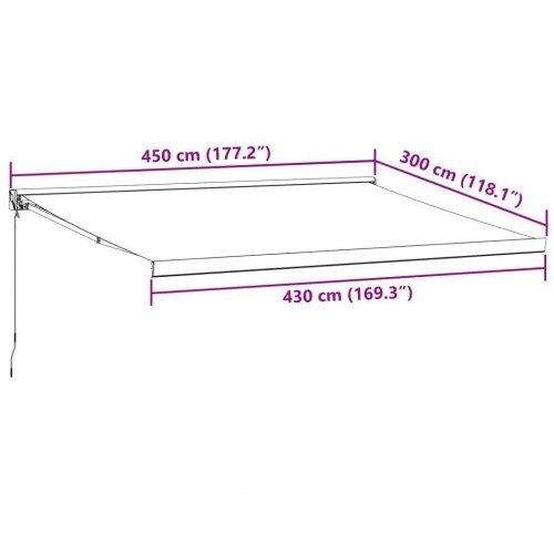 Foldemarkise 4,5 x 3 m - stof og aluminium, antracitgrå/hvid