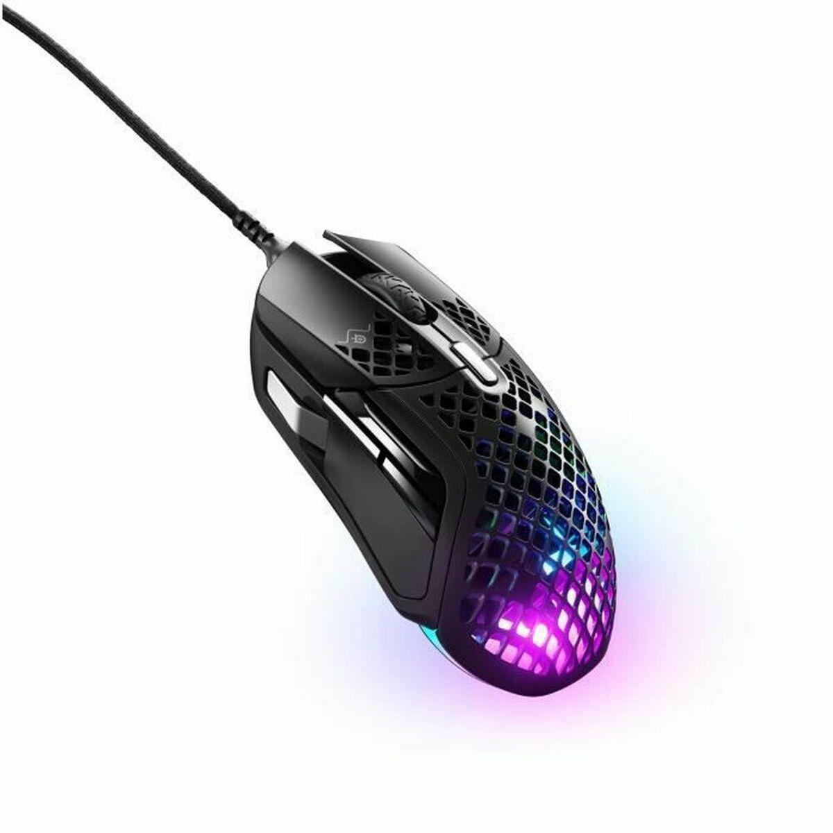 Mus Steelseries Aerox Sort Gaming Led Lys Med Kabel